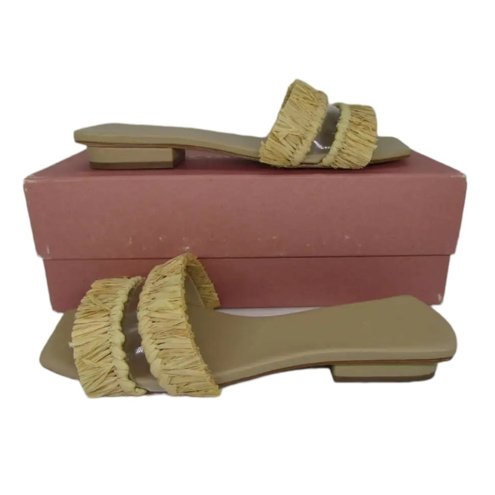 Cult Gaia Malfi Straw Trimmed PVC Sandals 9 39 - Picture 4 of 10